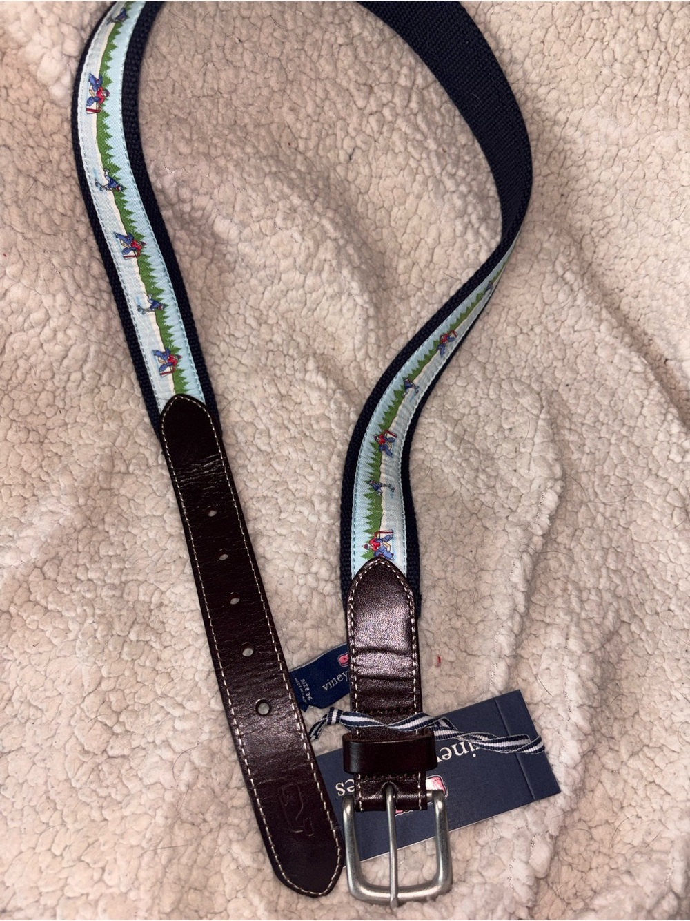 Vineyard Vines NWT Pond Hockey Canvas Club Belt Crystal Blue Size 36 - Picture 5 of 5